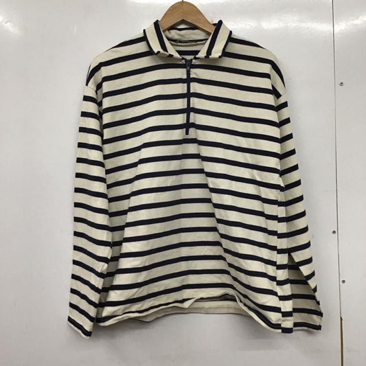 ザラ ZARA カットソー 長袖 長袖カットソー ジップアップカラーネックカットソー M ボーダー柄 白 / ホワイト / X 紺 / ネイビー /  メンズ USED 古着 中古 10137441