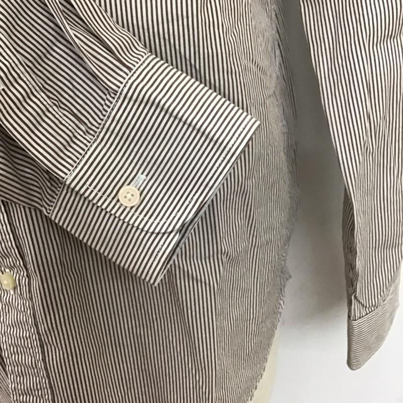 ビームスライツ BEAMS LIGHTS シャツ、ブラウス 長袖 ボタンダウン XL ストライプ 白 / ホワイト / X 茶 / ブラウン /  メンズ USED 古着 中古 10118109