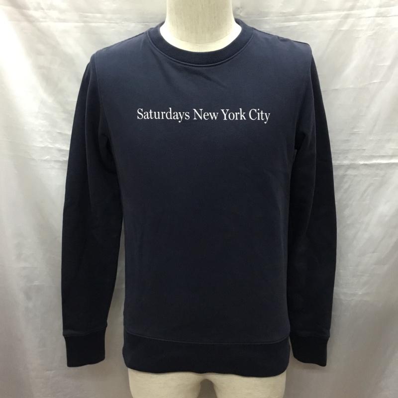 サタデーズ ニューヨークシティ Saturdays NYC トレーナー 長袖 XS ロゴ、文字 紺 / ネイビー /  メンズ USED 古着 中古 10121822