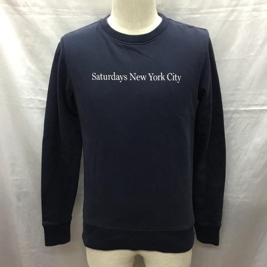 サタデーズ ニューヨークシティ Saturdays NYC トレーナー 長袖 XS ロゴ、文字 紺 / ネイビー /  メンズ USED 古着 中古 10121822