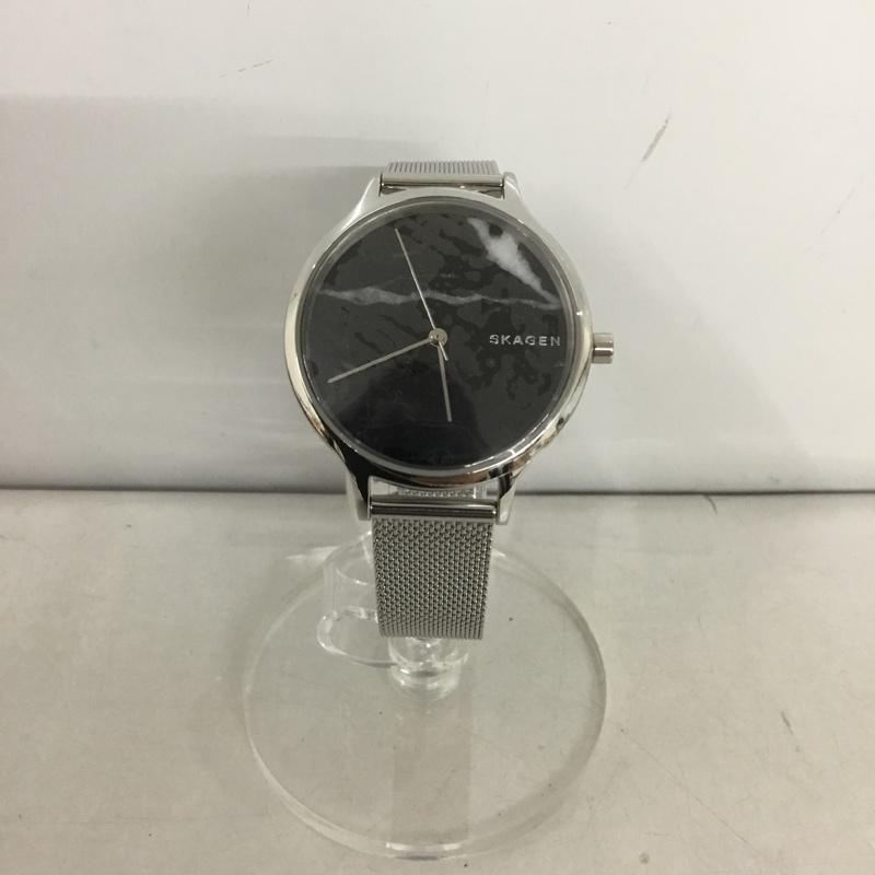 スカーゲン SKAGEN 腕時計 アナログ（クォーツ式） SKW2673 ステンレスメッシュベルト ロゴ、文字 黒 / ブラック / X 銀 / シルバー /  レディース USED 古着 中古 10135167