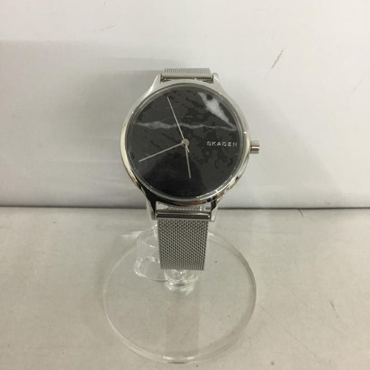 スカーゲン SKAGEN 腕時計 アナログ（クォーツ式） SKW2673 ステンレスメッシュベルト ロゴ、文字 黒 / ブラック / X 銀 / シルバー /  レディース USED 古着 中古 10135167