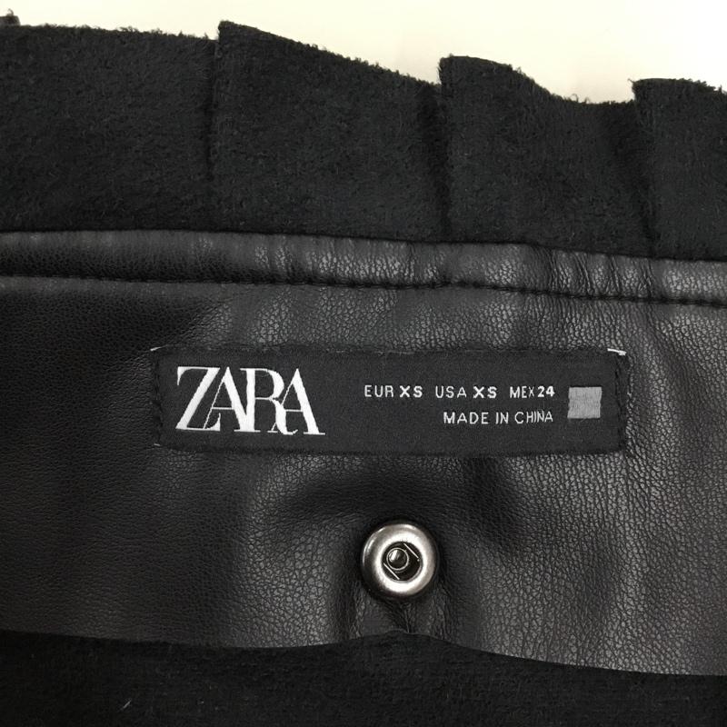 ザラ ZARA スカート ミニスカート 3046 276 800 フェイクレザー プリーツ XS 無地 黒 / ブラック /  レディース USED 古着 中古 10107287