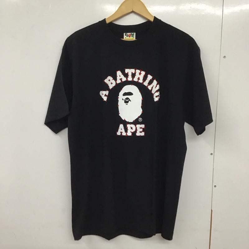 ベイプ BAPE Tシャツ 半袖 半袖カットソー プリントTシャツ クルーネックカットソー XL ロゴ、文字 黒 / ブラック /  メンズ USED 古着 中古 10132674