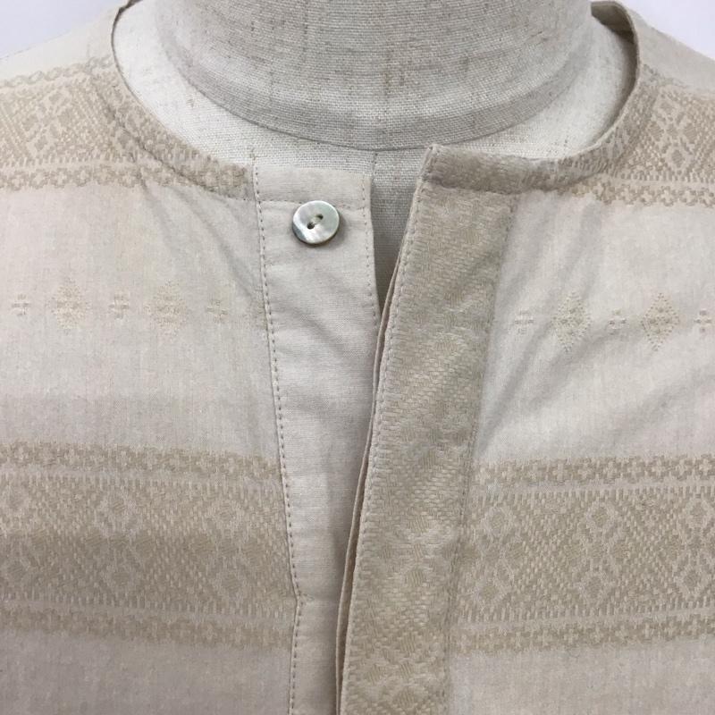 コードナンバーエイト CHORD NUMBER EIGHT シャツ、ブラウス 長袖 長袖シャツ ノーカラーシャツ ヘンリーネックシャツ L 総柄 ベージュ / ベージュ /  メンズ USED 古着 中古 10125313