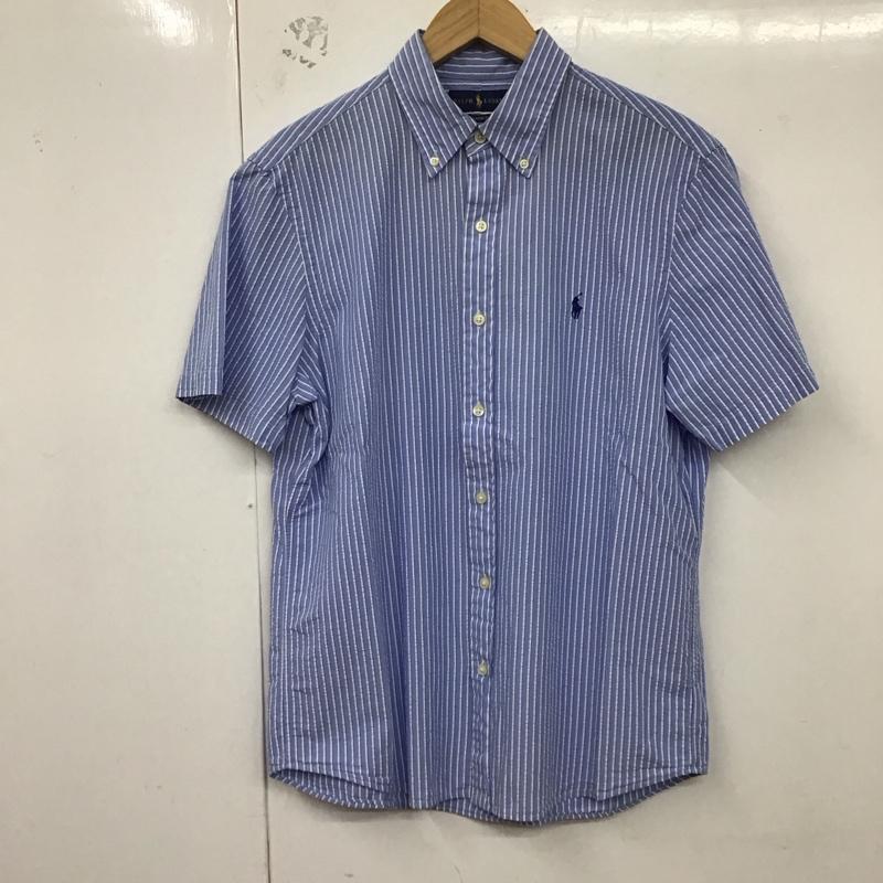 ラルフローレン RALPHLAUREN シャツ、ブラウス 半袖 半袖シャツ ストライプシャツ ボタンダウンシャツ M ストライプ 白 / ホワイト / X 青 / ブルー /  メンズ USED 古着 中古 10129884