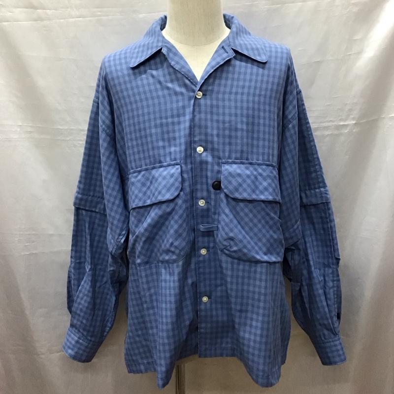 ダイワ ピアサーティナイン DAIWA PIER39 シャツ、ブラウス 長袖 be-90024 TECHSPORTSOPENCOLLARSHIRTSL/SMINIPLAIDS 長袖シャツ L チェック 青 / ブルー /  メンズ USED 古着 中古 10118539