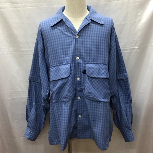ダイワ ピアサーティナイン DAIWA PIER39 シャツ、ブラウス 長袖 be-90024 TECHSPORTSOPENCOLLARSHIRTSL/SMINIPLAIDS 長袖シャツ L チェック 青 / ブルー /  メンズ USED 古着 中古 10118539