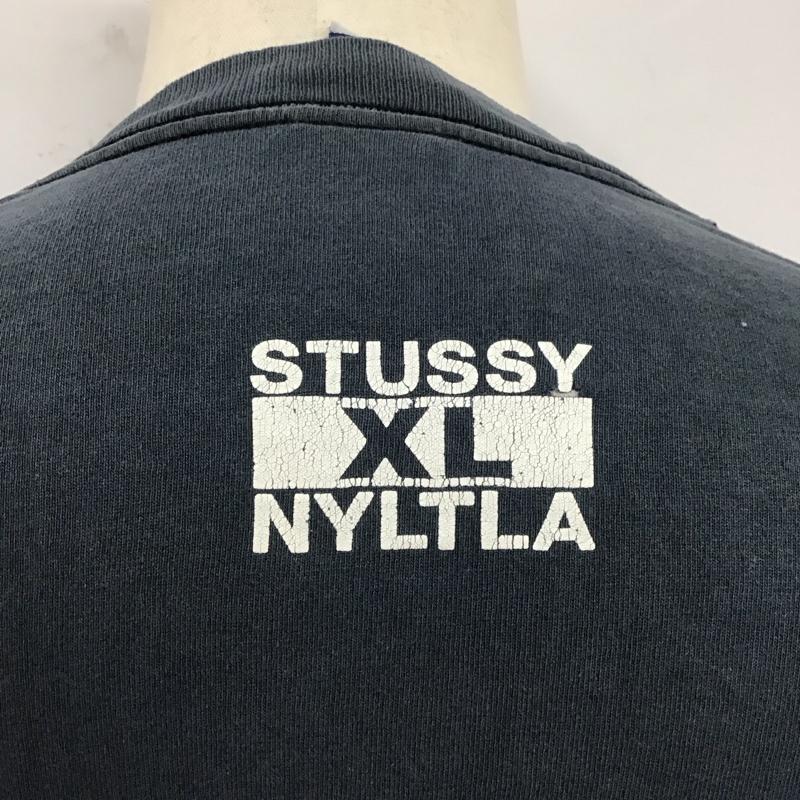 ステューシー STUSSY カットソー 長袖 長袖カットソー クルーネックカットソー ロングスリーブカットソー プリントTシャツ M ロゴ、文字 紺 / ネイビー /  メンズ USED 古着 中古 10124496