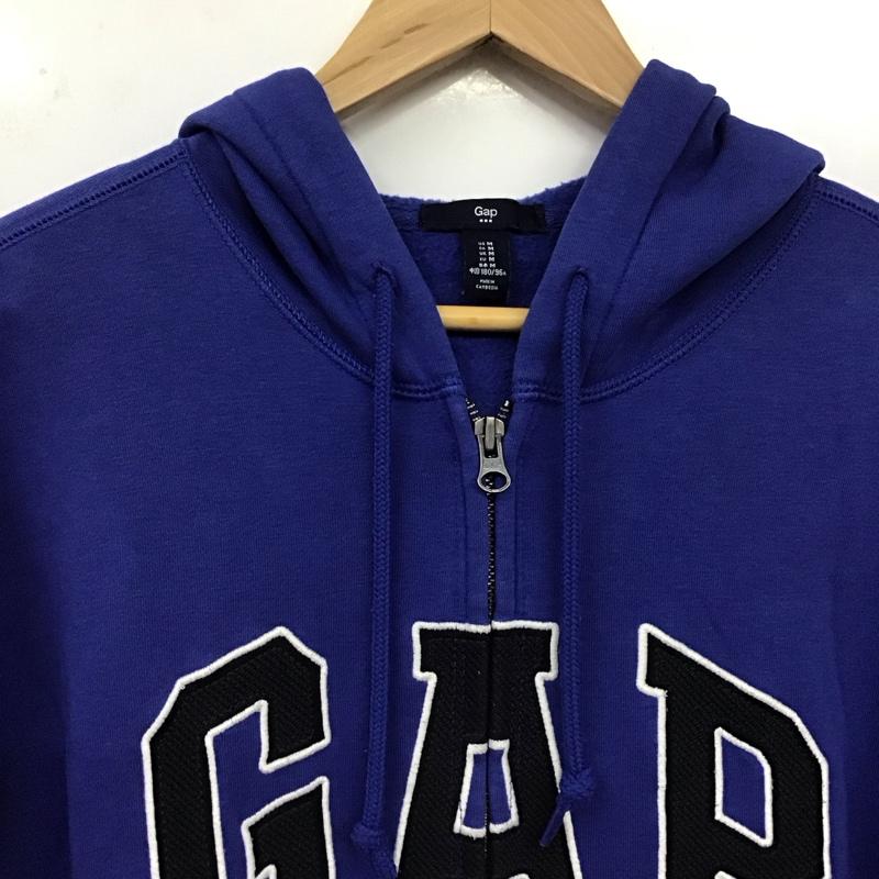 ギャップ GAP パーカー 長袖 ジップアップパーカー 長袖パーカー カジュアルジャケット M ロゴ、文字 青 / ブルー /  メンズ USED 古着 中古 10131986