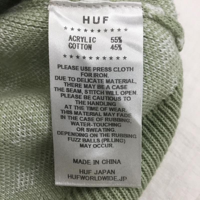 ハフ HUF ニット、セーター 長袖 L ロゴ、文字 緑 / グリーン / X 白 / ホワイト /  メンズ USED 古着 中古 10143903