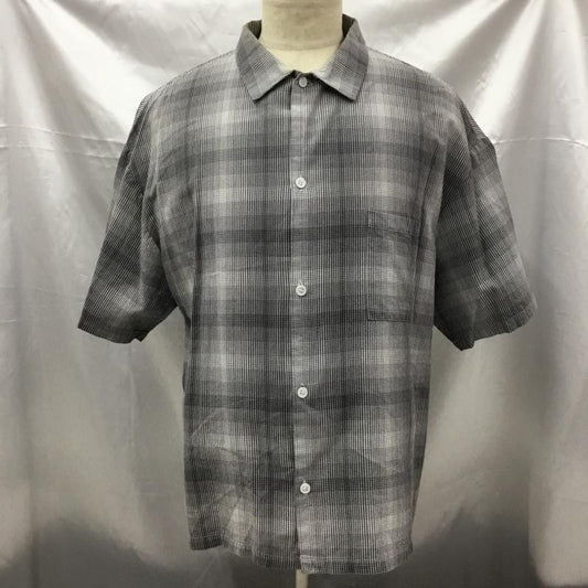 ロット ホロン lot holon シャツ、ブラウス 半袖 半袖シャツ カラーシャツ チェックシャツ カジュアルシャツ 46 チェック 白 / ホワイト / X 灰 / グレー /  メンズ USED 古着 中古 10105802