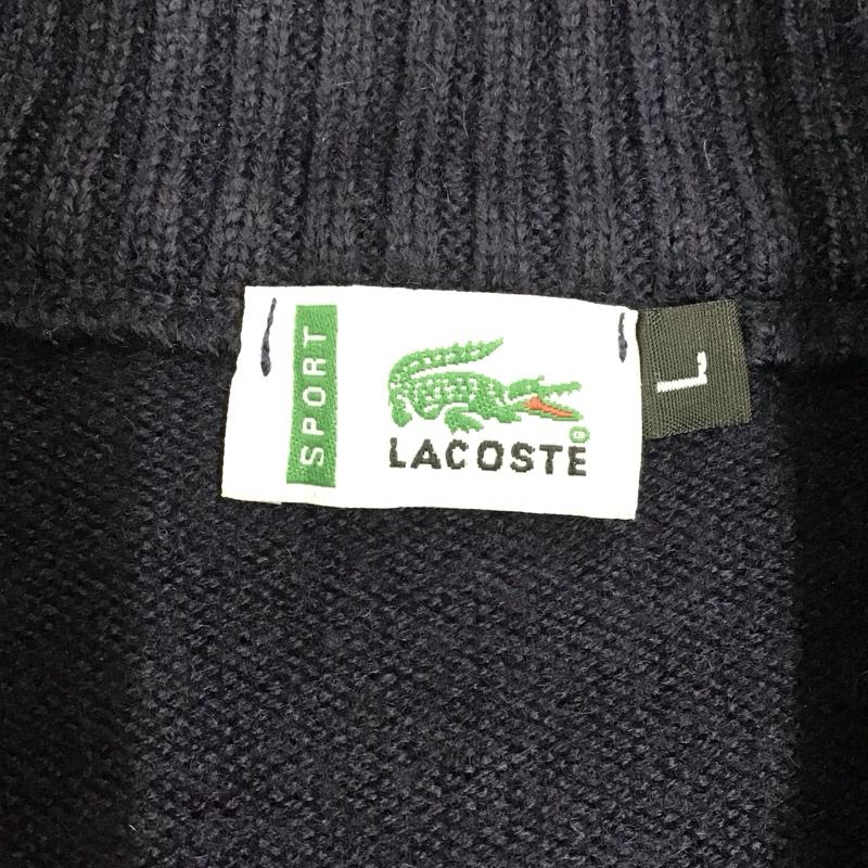 ラコステ LACOSTE ニット、セーター 長袖 長袖ニットカットソー ニット セーター タートルネックニット L ロゴ、文字 紺 / ネイビー /  メンズ USED 古着 中古 10118543