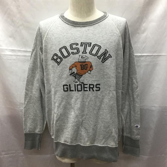 チャンピオン Champion カットソー 長袖 長袖カットソー クルーネックカットソー ロングスリーブカットソー ラグラン XL プリント 灰 / グレー /  メンズ USED 古着 中古 10108441