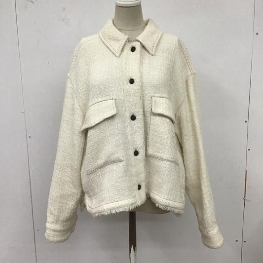 ザラ ZARA ジャケット、上着 ジャケット、ブレザー カジュアルジャケット カラージャケット アウター L 無地 白 / ホワイト /  レディース USED 古着 中古 10124583