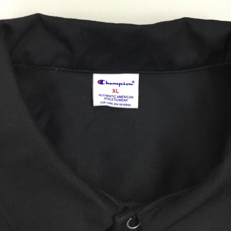 チャンピオン Champion ジャケット、上着 ジャケット、ブレザー c8-s405 ジャケット 前ボタン シャツジャケット XL 無地 黒 / ブラック /  メンズ USED 古着 中古 10114623