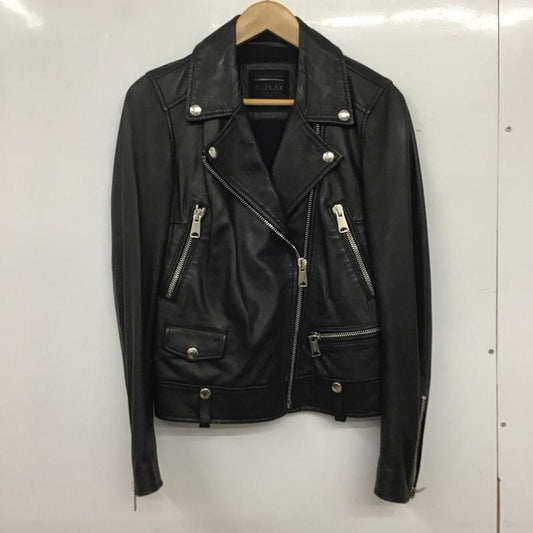 リプレイ REPLAY ジャケット、上着 ライダース W7232.000.82246 レザー 羊革 S 無地 黒 / ブラック /  レディース USED 古着 中古 10133753