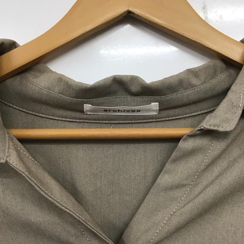 アルシーヴ archives ワンピース ロングスカート 90859 スキッパーワンピース シャツワンピース ベルト付き 無地 茶 / ブラウン /  レディース USED 古着 中古 10138663