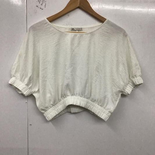 ザラ ZARA カットソー 半袖 半袖カットソー 無地Tシャツ クルーネックカットソー M 無地 白 / ホワイト /  レディース USED 古着 中古 10129533