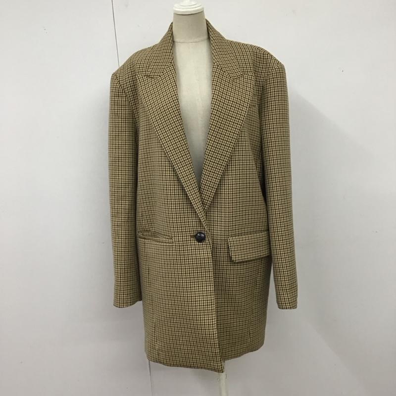 ザラ ZARA ジャケット、上着 ジャケット、ブレザー 4432 004 704 ロング丈 M チェック ベージュ / ベージュ / X 黒 / ブラック / X 茶 / ブラウン /  レディース USED 古着 中古 10120606