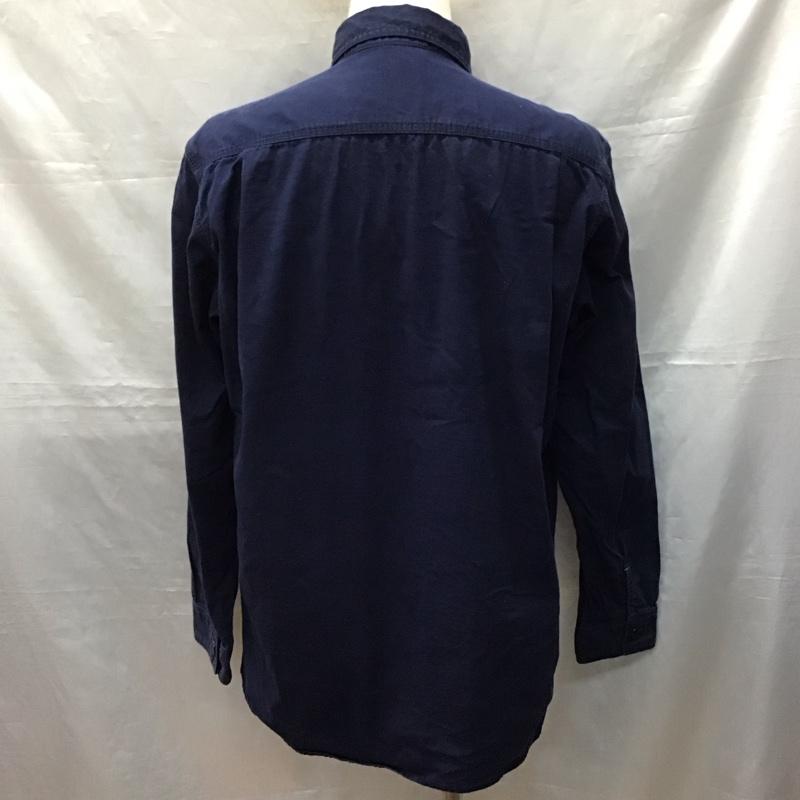 カブー KAVU シャツ、ブラウス 長袖 11864085 日本製 コットン L ロゴ、文字 紺 / ネイビー /  メンズ USED 古着 中古 10121167