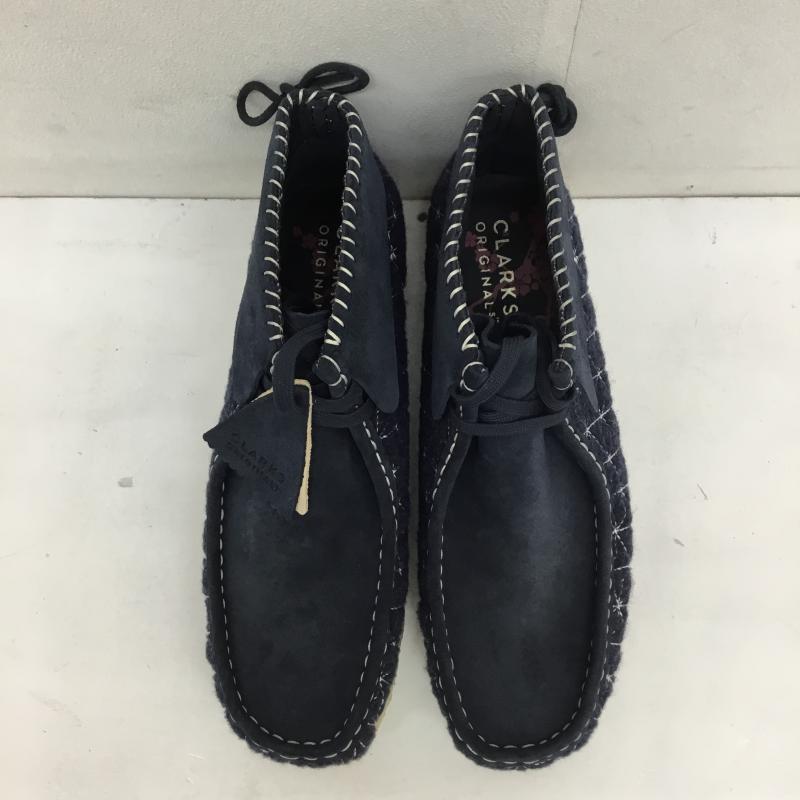 クラークス Clarks ブーツ ブーティ クラークス　SASHIKO　サシコ　ワラビー US：9.5 総柄 紺 / ネイビー /  メンズ USED 古着 中古 10122725