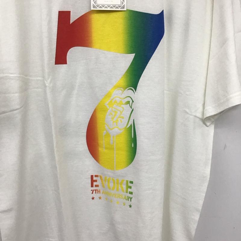 イウ゛ォーク EVOKE Tシャツ 半袖 半袖カットソー プリントTシャツ クルーネックカットソー XL プリント 白 / ホワイト /  メンズ USED 古着 中古 10148380