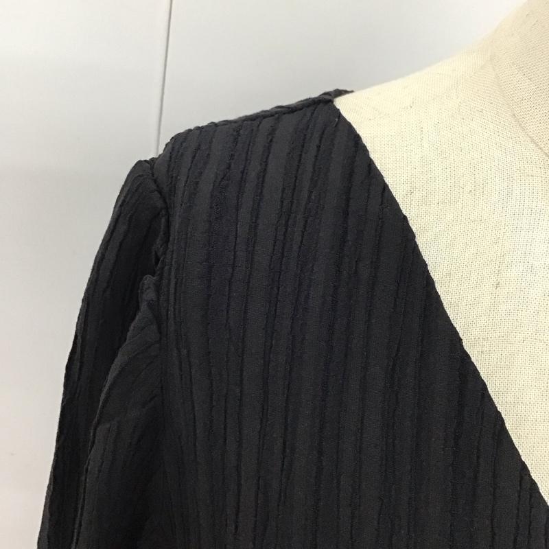 ジュノア JUNOAH ワンピース ロングスカート 長袖 Vネック XL 無地 黒 / ブラック /  レディース USED 古着 中古 10115495
