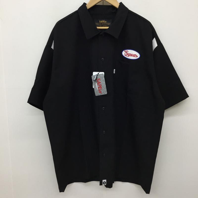 サプール SAPEur シャツ、ブラウス 半袖 XL ロゴ、文字 黒 / ブラック /  メンズ USED 古着 中古 10145798