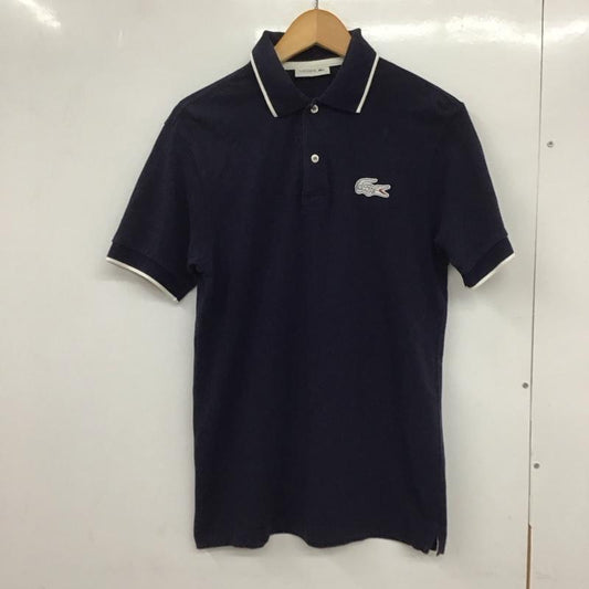 ラコステ LACOSTE ポロシャツ 半袖 半袖ポロシャツ 半袖カットソー カラーシャツ 3 ロゴ、文字 紺 / ネイビー /  メンズ USED 古着 中古 10132236