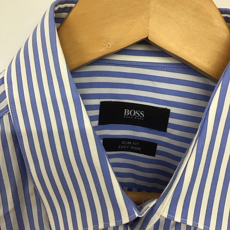 ボス BOSS シャツ、ブラウス 長袖 長袖シャツ ストライプシャツ カラーシャツ 38 ストライプ 白 / ホワイト / X 水色 / ライトブルー /  メンズ USED 古着 中古 10132891