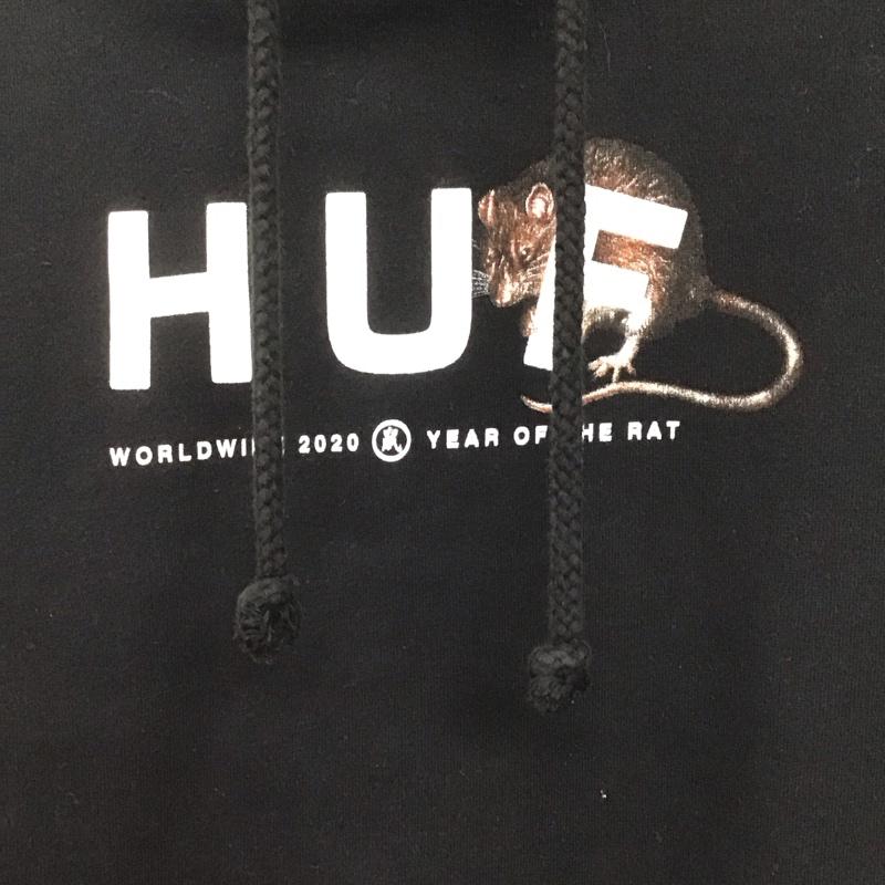 ハフ HUF パーカー 長袖 長袖パーカー プルオーバーパーカー スウェット L ロゴ、文字 黒 / ブラック /  メンズ USED 古着 中古 10146239