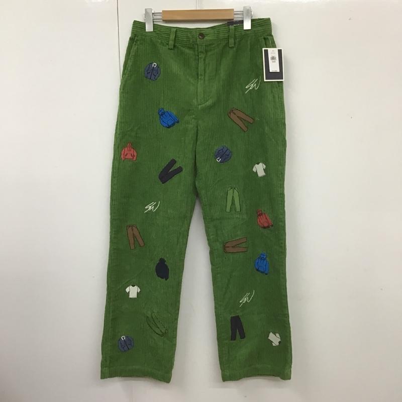 ギャップ GAP パンツ デニム、ジーンズ コーデュロイワイドパンツ seanwotherspoon コラボ カジュアルパンツ 総柄 29インチ ロゴ、文字 緑 / グリーン /  メンズ USED 古着 中古 10105833