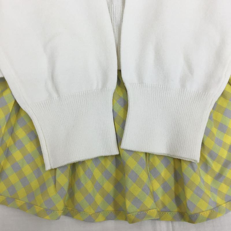 クイーンズコート QUEENS COURT カットソー 長袖 2212-91502 2 チェック 白 / ホワイト / X 黄 / イエロー /  レディース USED 古着 中古 10143155