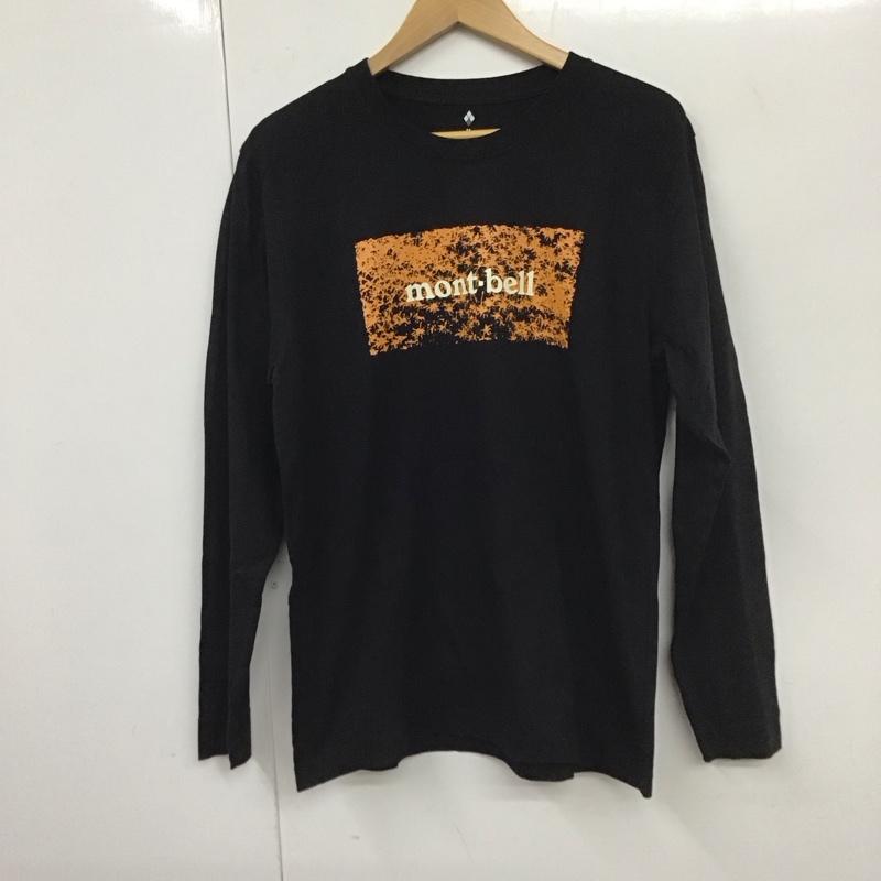 モンベル mont-bell カットソー 長袖 2104725 ペアスキンコットンロングスリーブT クルーネックカットソー プリントTシャツ M ロゴ、文字 黒 / ブラック /  メンズ USED 古着 中古 10131108