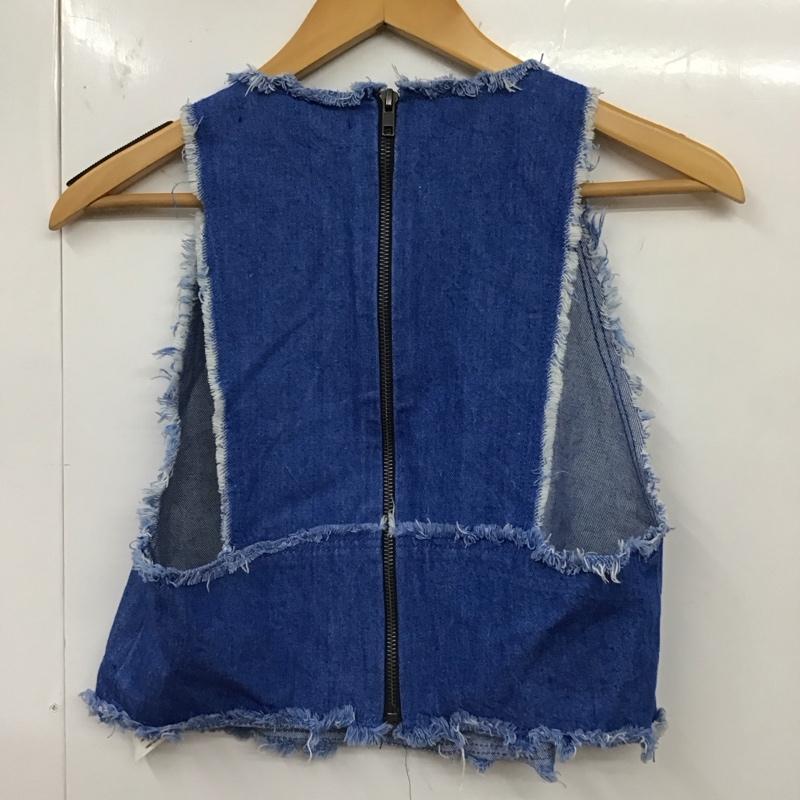ザラ ZARA ベスト ベスト デニム プルオーバー S 無地 青 / ブルー /  レディース USED 古着 中古 10119593