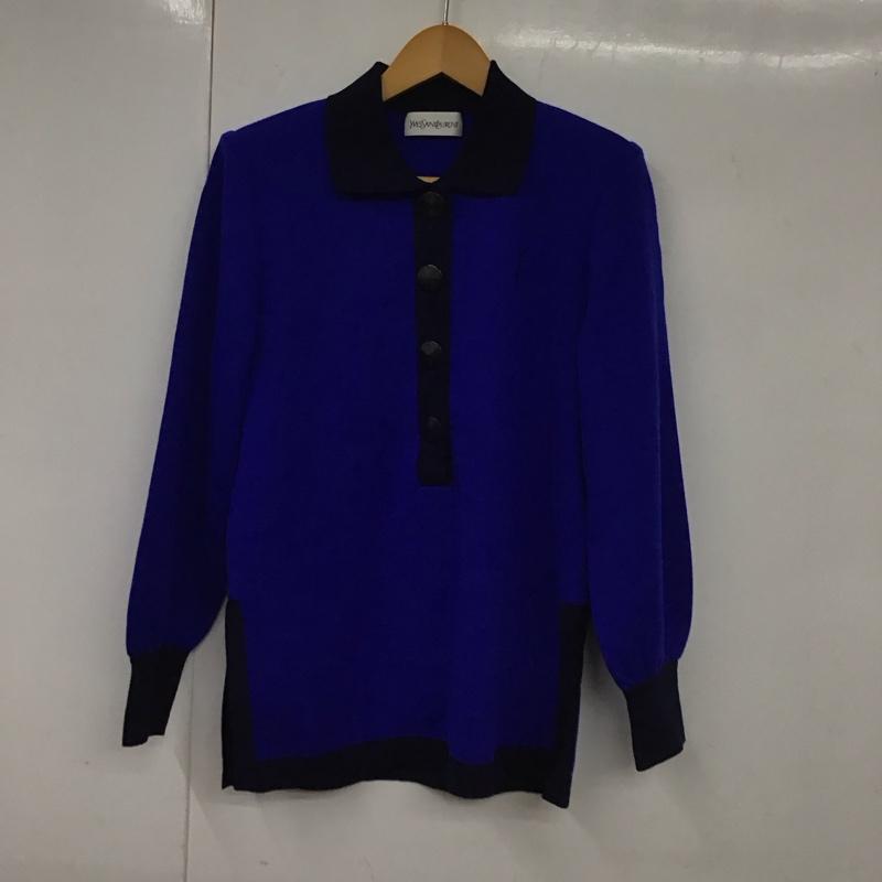 イヴサンローラン Yves Saint Laurent ニット、セーター 長袖 M 無地 青 / ブルー /  レディース USED 古着 中古 10131118