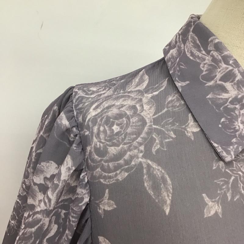リエンダ rienda ワンピース ロングスカート 110FA633-1020 ラインフラワープリーツフレア S 総柄 灰 / グレー /  レディース USED 古着 中古 10108655