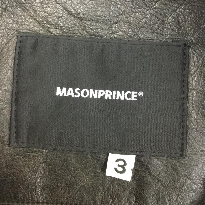ユーズドクロージング used clothes ジャケット、上着 ライダース MASON PRINCE メゾンプリンス ダブルZIP ショート丈 シングルライダース 3 ロゴ、文字 ダークブラウン / ダークブラウン /  メンズ USED 古着 中古 10107082
