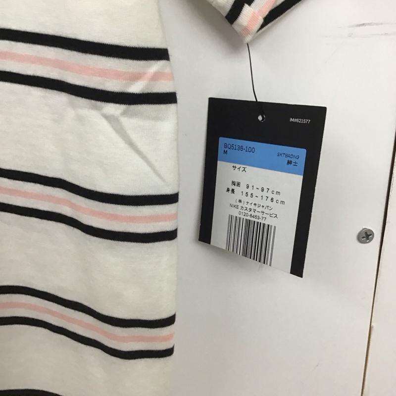 ナイキ NIKE Tシャツ 半袖 半袖カットソー プリントTシャツ クルーネックカットソー M ボーダー柄 白 / ホワイト /  メンズ USED 古着 中古 10148736