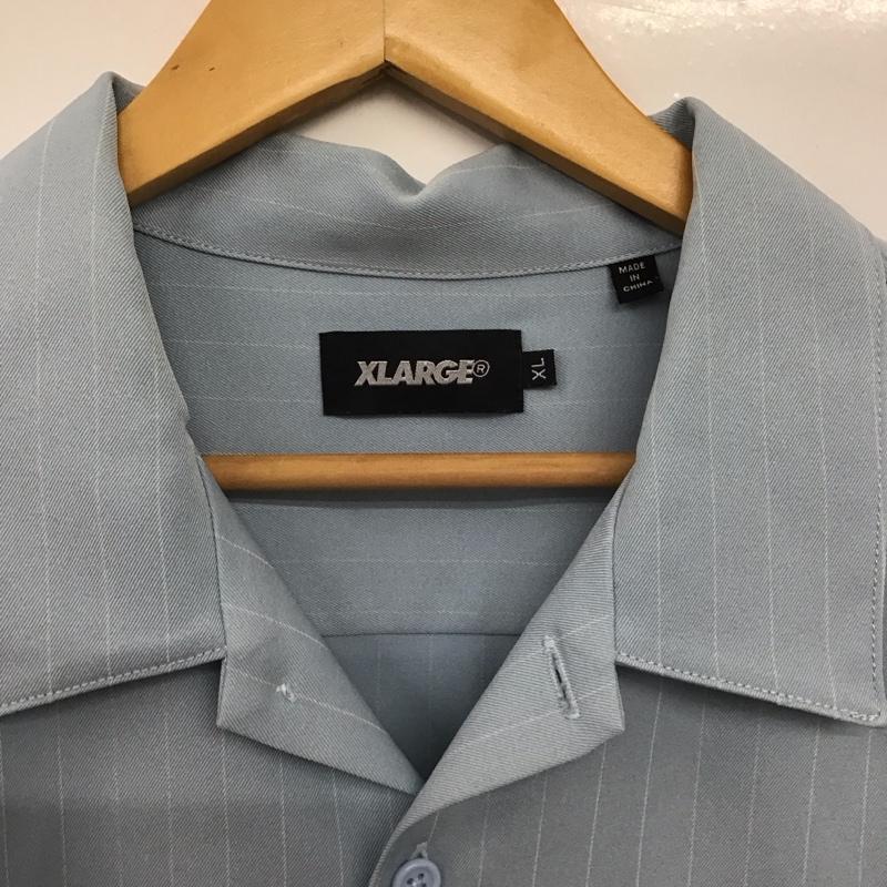 エクストララージ XLARGE シャツ、ブラウス 半袖 半袖シャツ ストライプシャツ ボーリングシャツ XL ストライプ 水色 / ライトブルー /  メンズ USED 古着 中古 10147805
