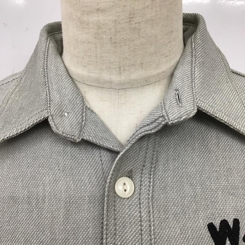 ヒューストン HOUSTON シャツ、ブラウス 長袖 長袖シャツ カラーシャツ ポケットシャツ 長袖カットソー XL ロゴ、文字 灰 / グレー /  メンズ USED 古着 中古 10116385