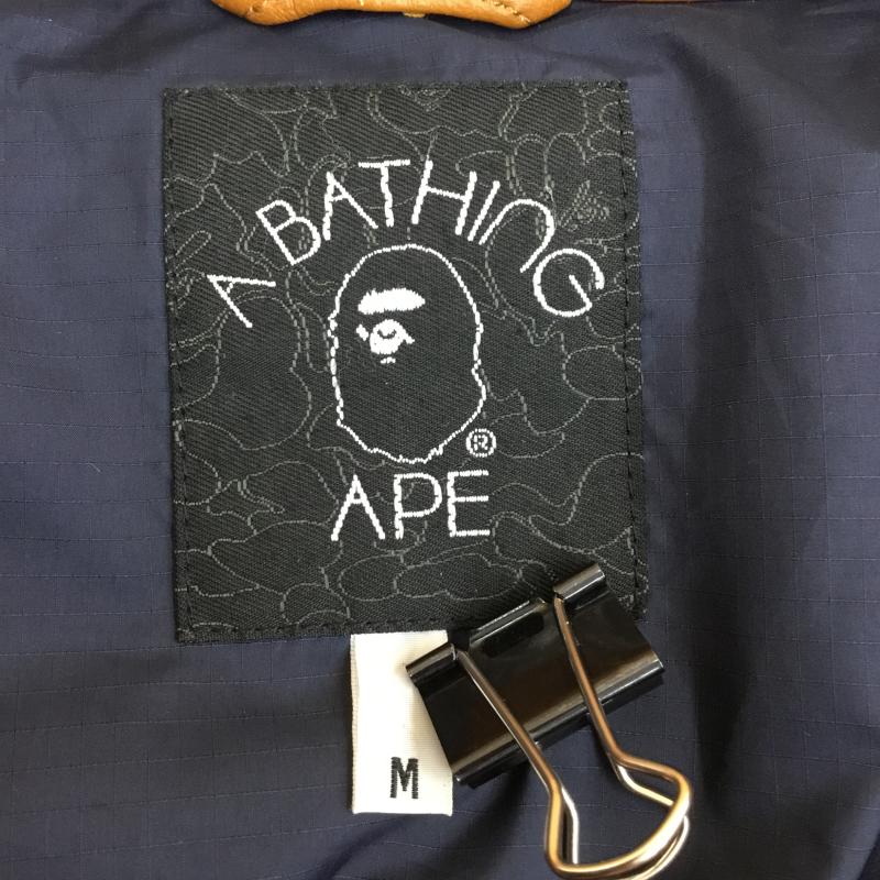 アベイシングエイプ A BATHING APE ジャケット、上着 ダウンジャケット LEATHER CLASSIC DOWN JACKET　シープスキン M 無地 茶 / ブラウン /  メンズ USED 古着 中古 10143958