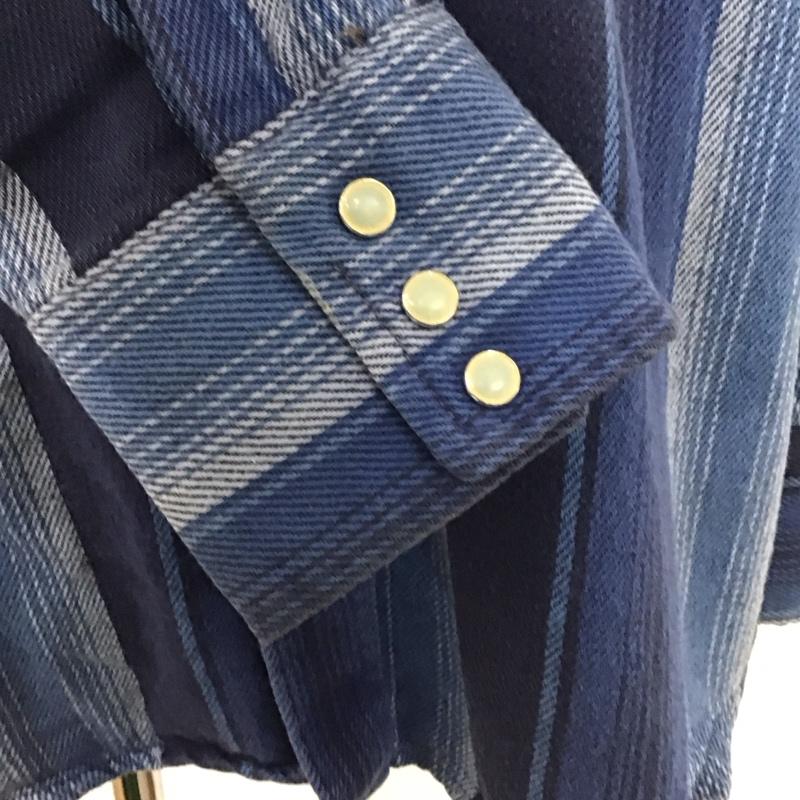 キイ KEY シャツ、ブラウス 長袖 長袖シャツ カラーシャツ カジュアルシャツ SADDLEKING ストライプシャツ ストライプ 青 / ブルー /  メンズ USED 古着 中古 10110724