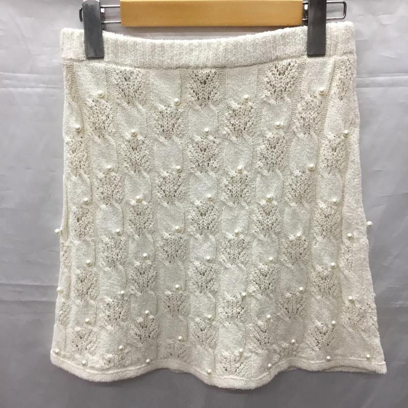 ザラ ZARA スカート ミニスカート 4331/105/250 フェイクパールトリムニットミニスカート S 無地 白 / ホワイト /  レディース USED 古着 中古 10121966