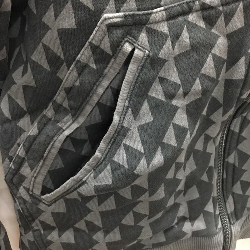 アディダス adidas パーカー 長袖 ジップパーカー XL 総柄 灰 / グレー / X 黒 / ブラック /  メンズ USED 古着 中古 10110686