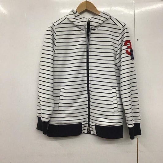 アディダス adidas パーカー 長袖 af8669 ジップアップパーカー ゴルフウェア ボーダー柄 白 / ホワイト / X 紺 / ネイビー /  レディース USED 古着 中古 10142390