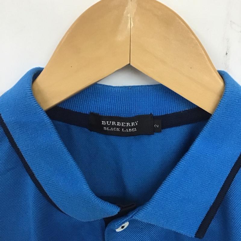 バーバリーブラックレーベル BURBERRY BLACK LABEL ポロシャツ 半袖 半袖ポロシャツ カラーシャツ 半袖カットソー 2 ロゴ、文字 青 / ブルー /  メンズ USED 古着 中古 10135481