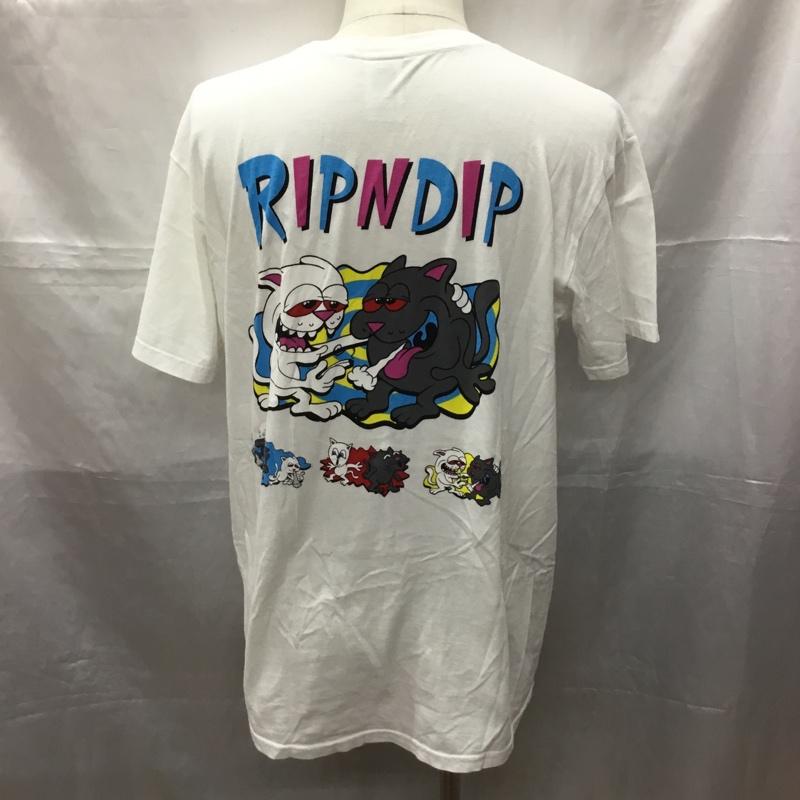 リップンディップ RIPNDIP Tシャツ 半袖 半袖カットソー プリントTシャツ クルーネックカットソー L プリント 白 / ホワイト /  メンズ USED 古着 中古 10114070