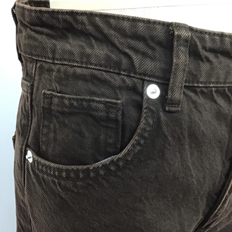 ザラ ZARA パンツ デニム、ジーンズ デニムパンツ ストレートパンツ ワイドパンツ カジュアルパンツ 34 無地 茶 / ブラウン /  レディース USED 古着 中古 10110452
